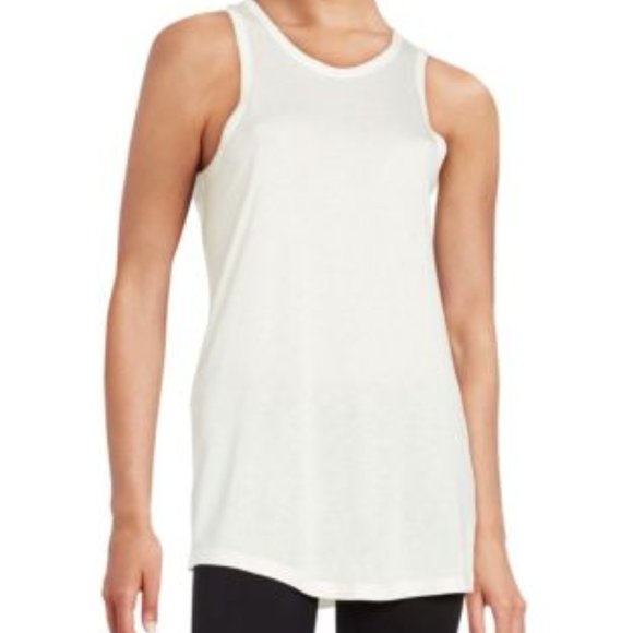 🗯Halston NWT Ivory Tank top with Trim, L - Picture 1 of 4
